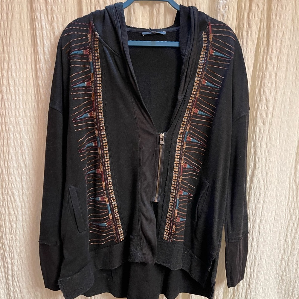 Miss Me Black Hooded Sweatshirt with Multicolor Accents